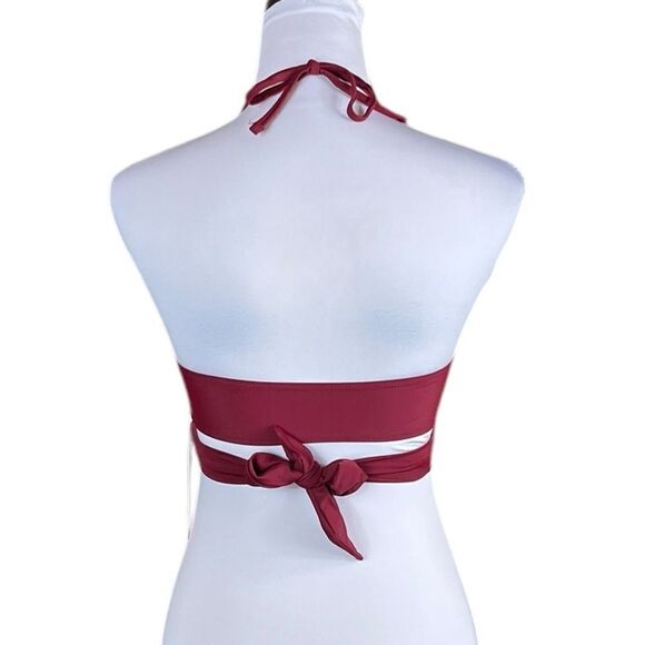 Shekini Asymmetrical Red Swimsuit Top with Tie Fastening - Picture 3 of 6